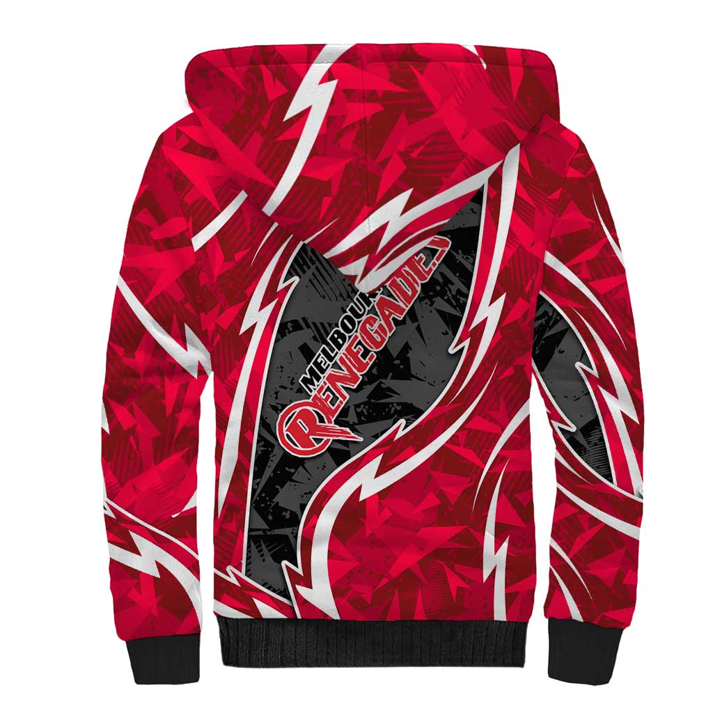 Melbourne Renegades Sherpa Hoodie Flaming Lightning Storm Geometric Sports Mascot Art