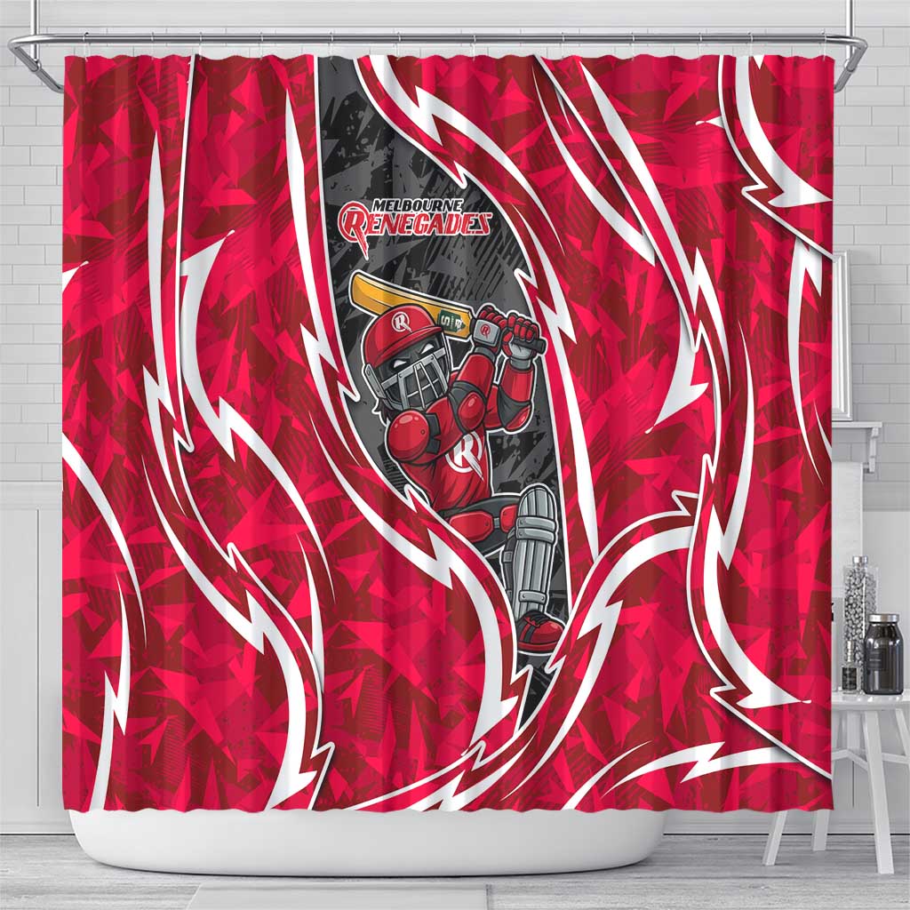 Melbourne Renegades Shower Curtain Flaming Lightning Storm Geometric Sports Mascot Art