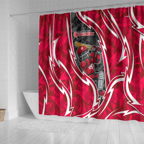 Melbourne Renegades Shower Curtain Flaming Lightning Storm Geometric Sports Mascot Art