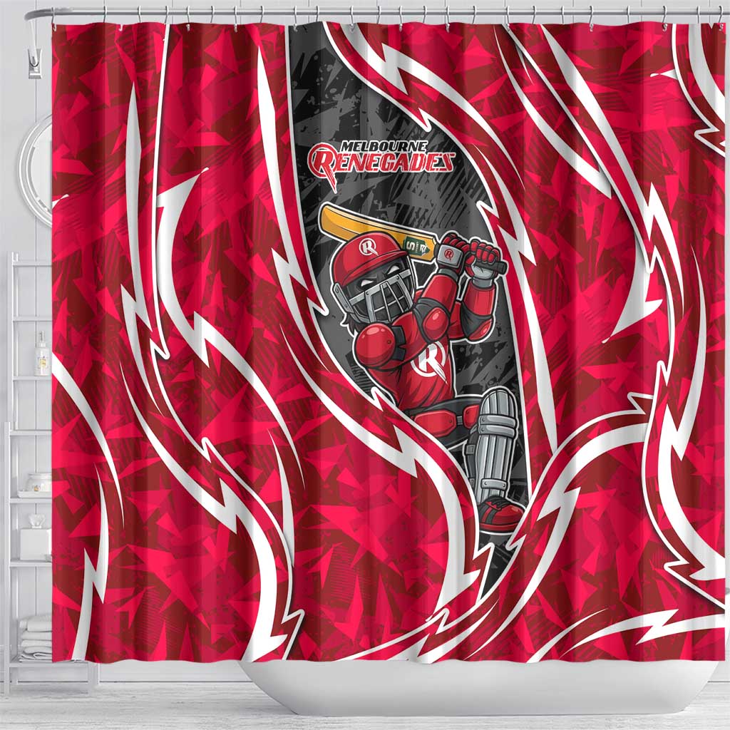 Melbourne Renegades Shower Curtain Flaming Lightning Storm Geometric Sports Mascot Art