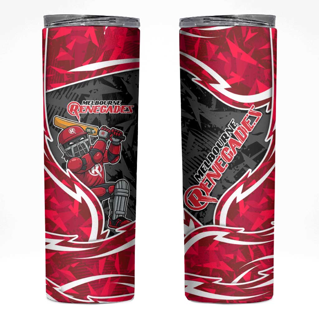 Melbourne Renegades Skinny Tumbler Flaming Lightning Storm Geometric Sports Mascot Art