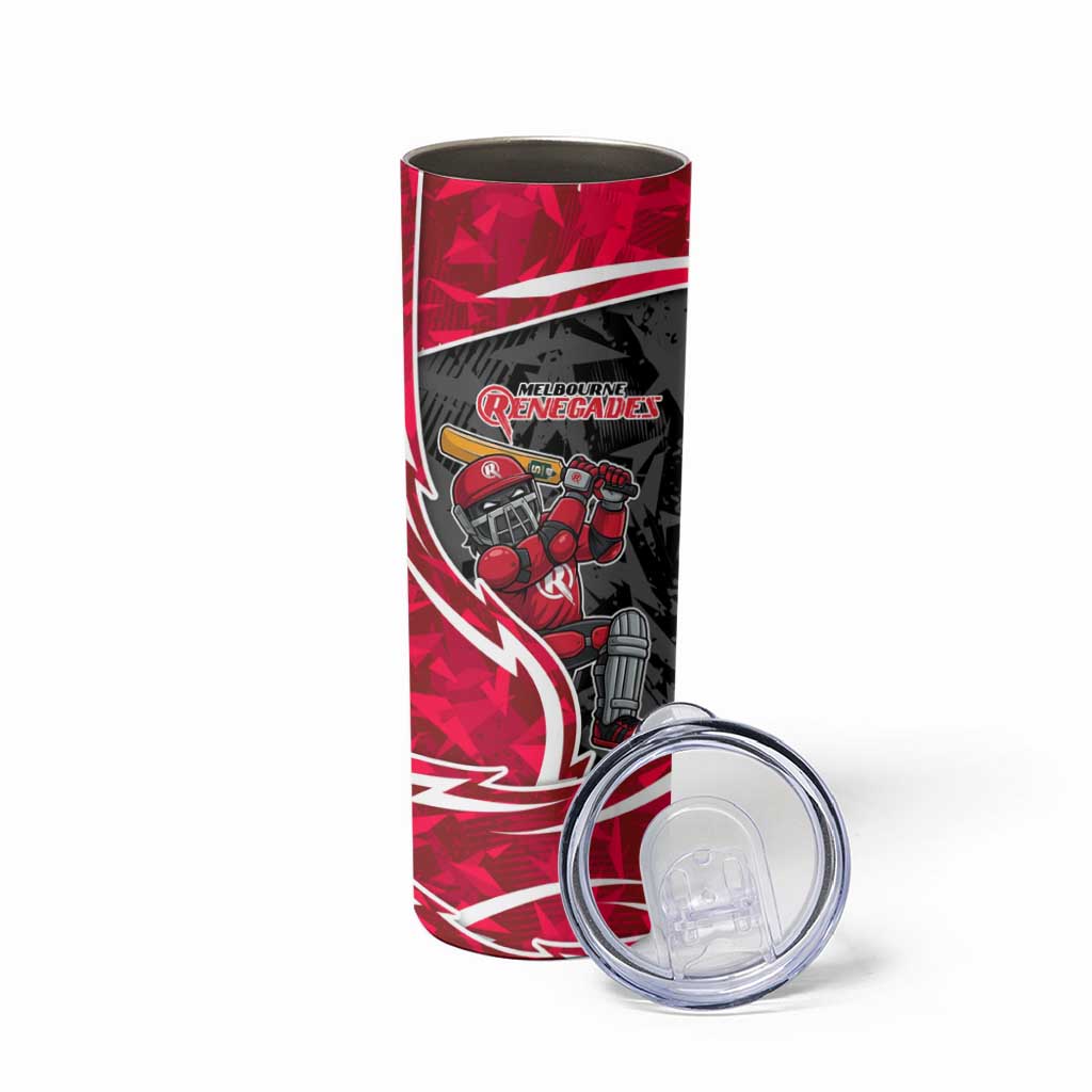 Melbourne Renegades Skinny Tumbler Flaming Lightning Storm Geometric Sports Mascot Art