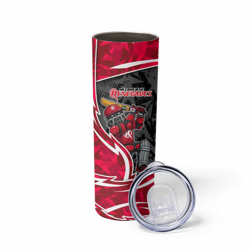 Melbourne Renegades Skinny Tumbler Flaming Lightning Storm Geometric Sports Mascot Art