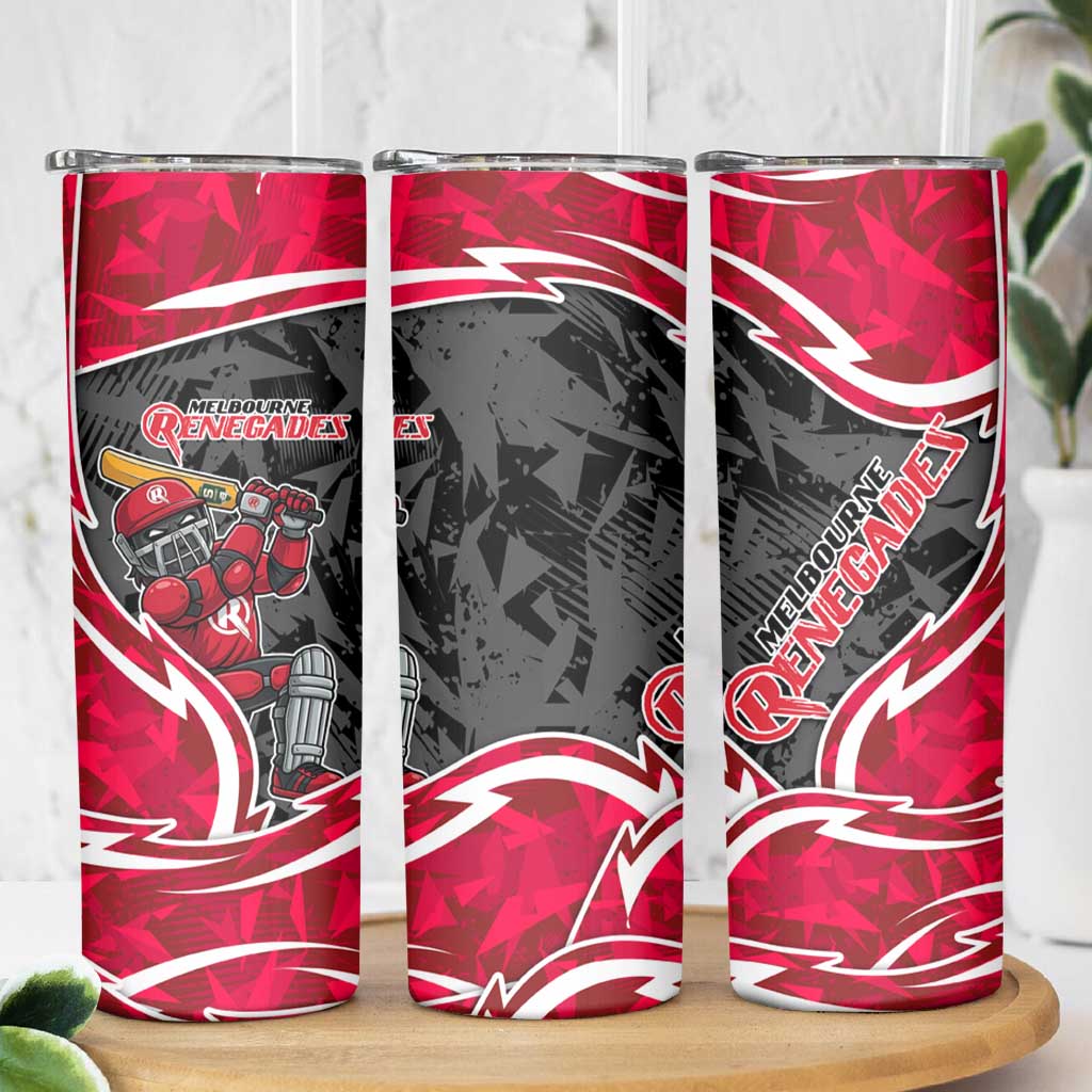 Melbourne Renegades Skinny Tumbler Flaming Lightning Storm Geometric Sports Mascot Art
