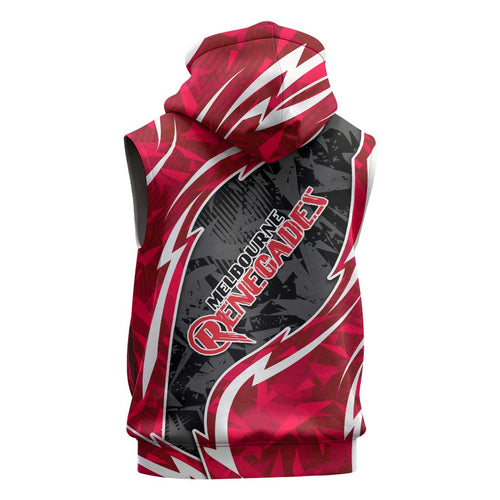 Melbourne Renegades Sleeveless Hoodie Flaming Lightning Storm Geometric Sports Mascot Art