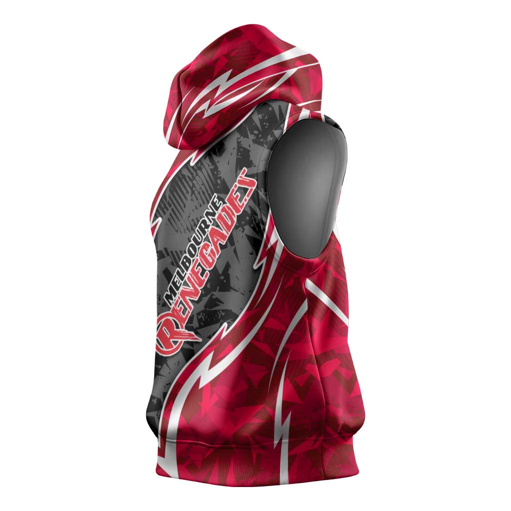Melbourne Renegades Sleeveless Hoodie Flaming Lightning Storm Geometric Sports Mascot Art