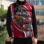 Melbourne Renegades Sleeveless Puffer Jacket Flaming Lightning Storm Geometric Sports Mascot Art