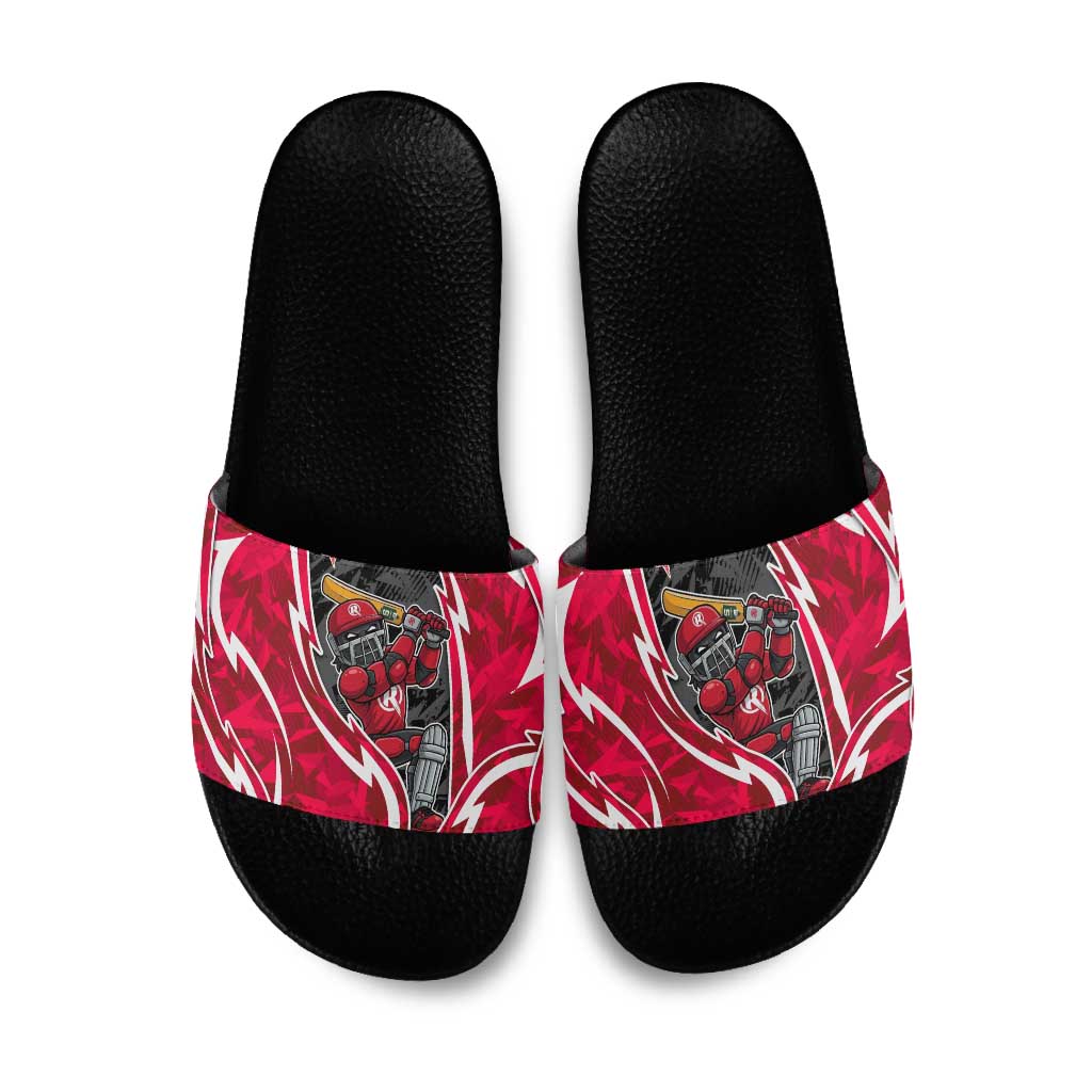 Melbourne Renegades Slide Sandals Flaming Lightning Storm Geometric Sports Mascot Art