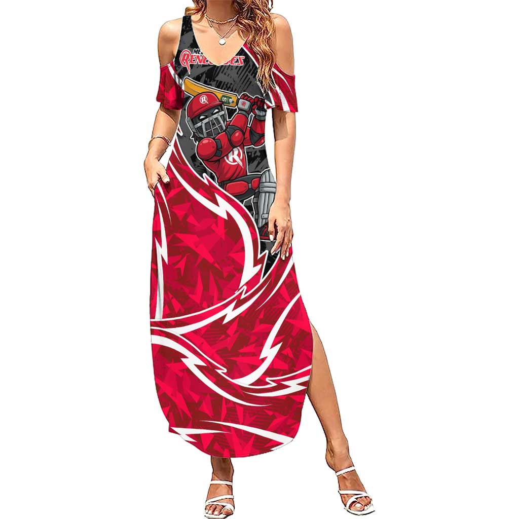 Melbourne Renegades Summer Maxi Dress Flaming Lightning Storm Geometric Sports Mascot Art