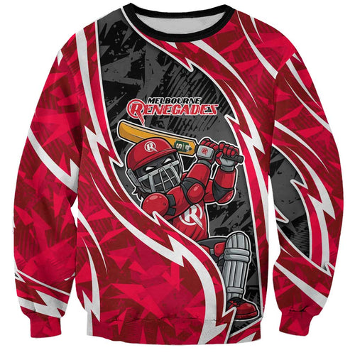 Melbourne Renegades Sweatshirt Flaming Lightning Storm Geometric Sports Mascot Art