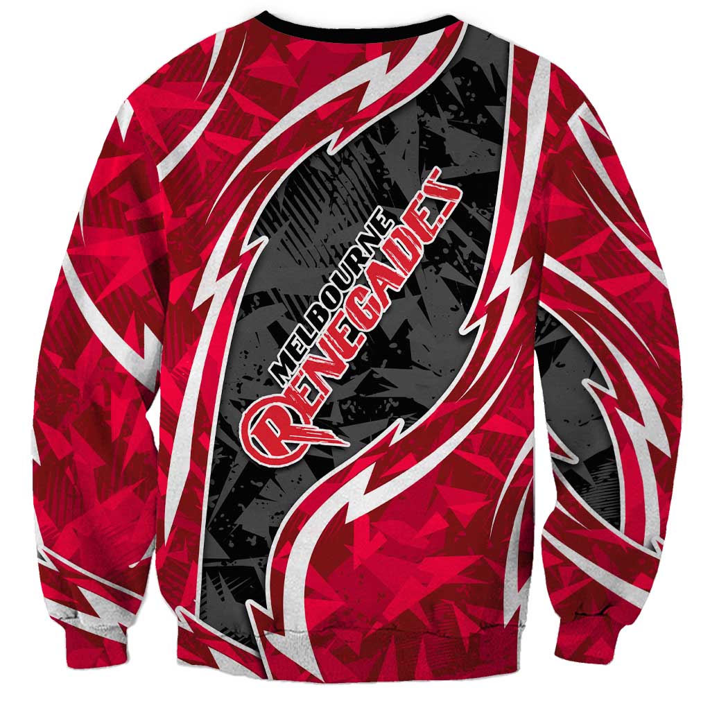 Melbourne Renegades Sweatshirt Flaming Lightning Storm Geometric Sports Mascot Art