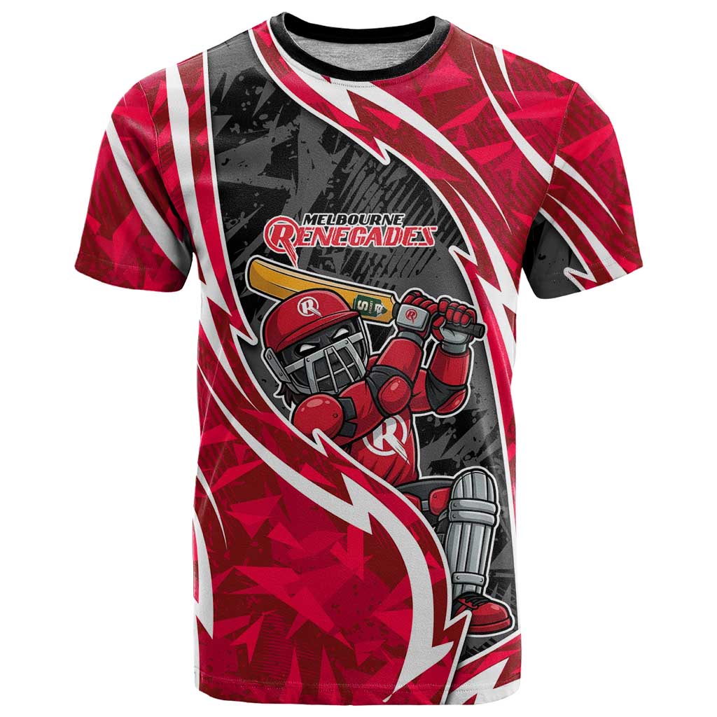 Melbourne Renegades T Shirt Flaming Lightning Storm Geometric Sports Mascot Art