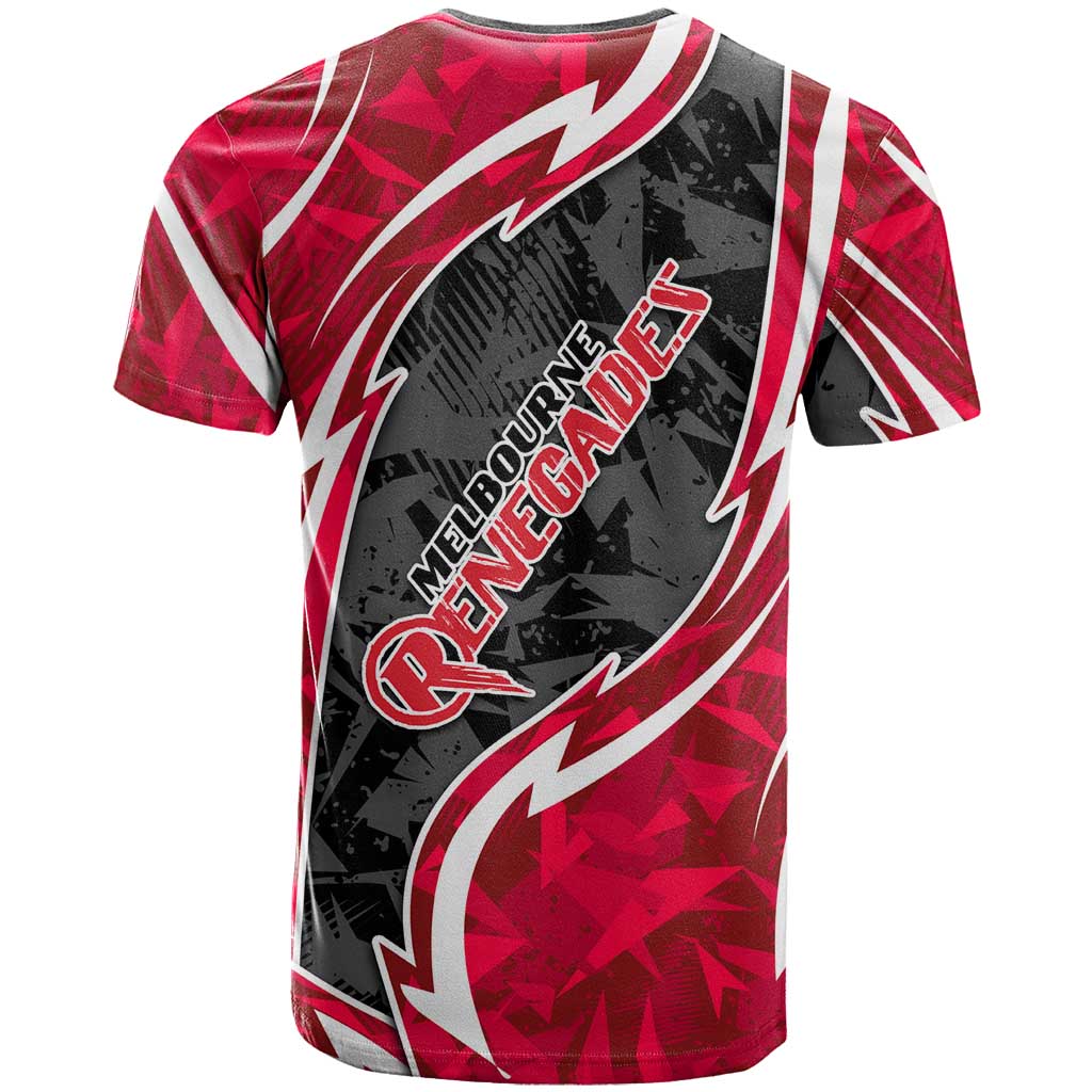 Melbourne Renegades T Shirt Flaming Lightning Storm Geometric Sports Mascot Art