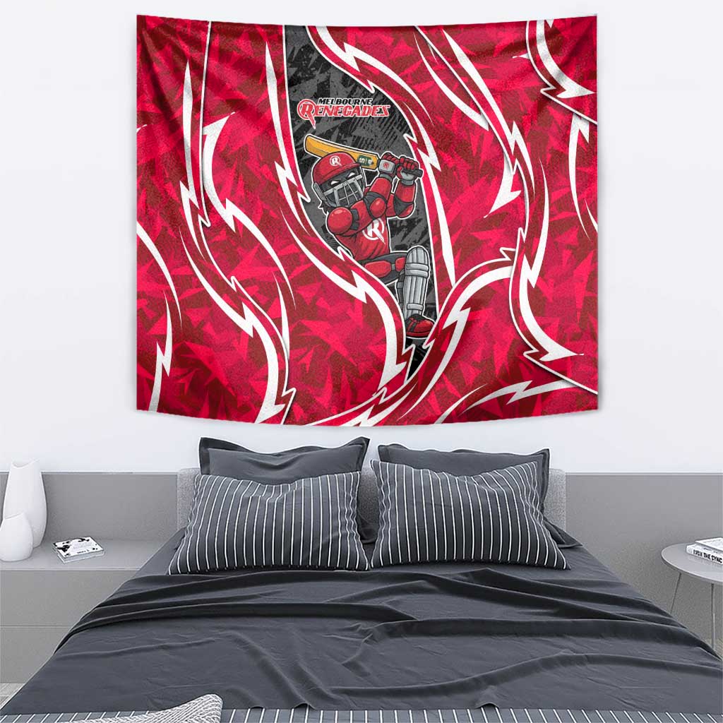 Melbourne Renegades Tapestry Flaming Lightning Storm Geometric Sports Mascot Art