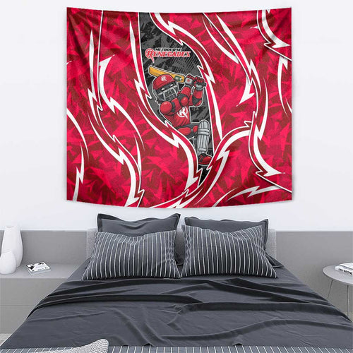 Melbourne Renegades Tapestry Flaming Lightning Storm Geometric Sports Mascot Art