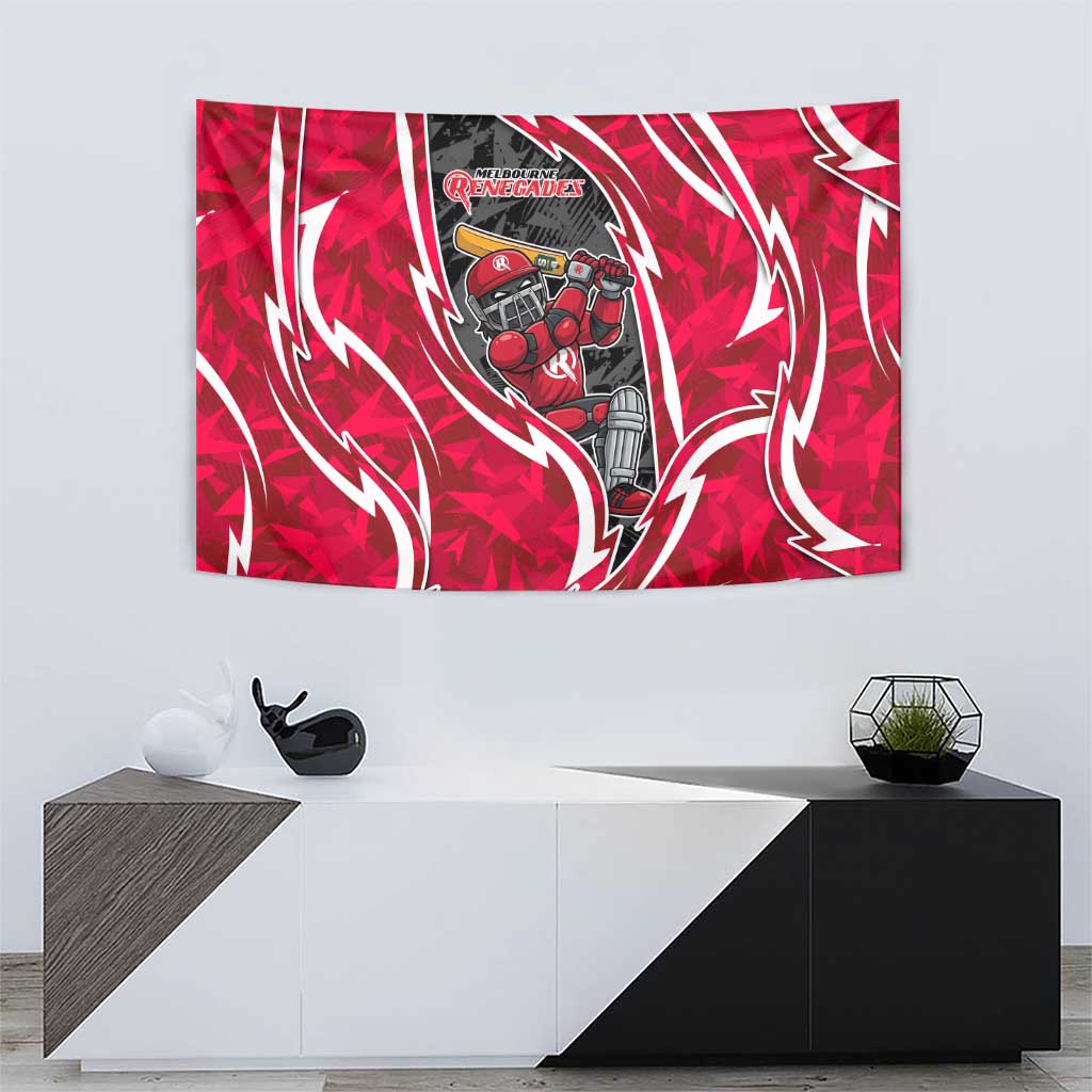 Melbourne Renegades Tapestry Flaming Lightning Storm Geometric Sports Mascot Art