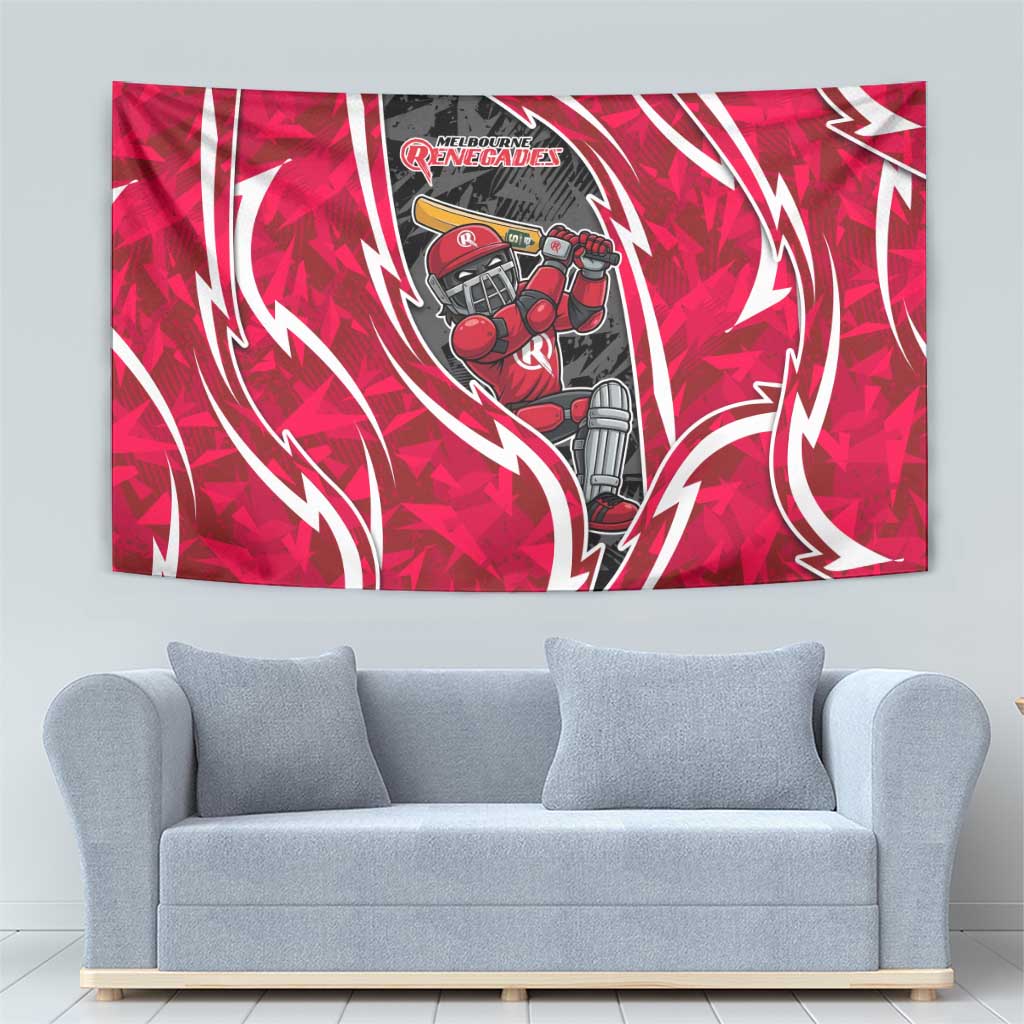 Melbourne Renegades Tapestry Flaming Lightning Storm Geometric Sports Mascot Art