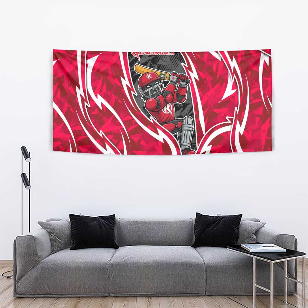 Melbourne Renegades Tapestry Flaming Lightning Storm Geometric Sports Mascot Art