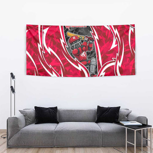 Melbourne Renegades Tapestry Flaming Lightning Storm Geometric Sports Mascot Art