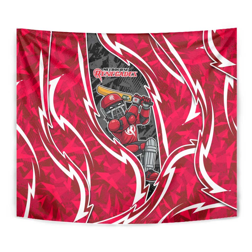 Melbourne Renegades Tapestry Flaming Lightning Storm Geometric Sports Mascot Art