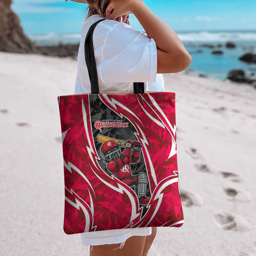 Melbourne Renegades Tote Bag Flaming Lightning Storm Geometric Sports Mascot Art