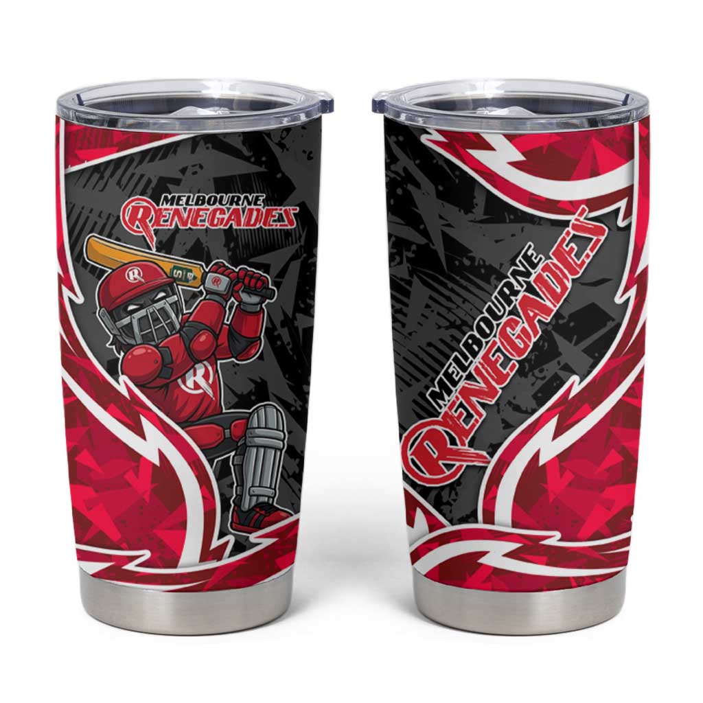 Melbourne Renegades Tumbler Cup Flaming Lightning Storm Geometric Sports Mascot Art