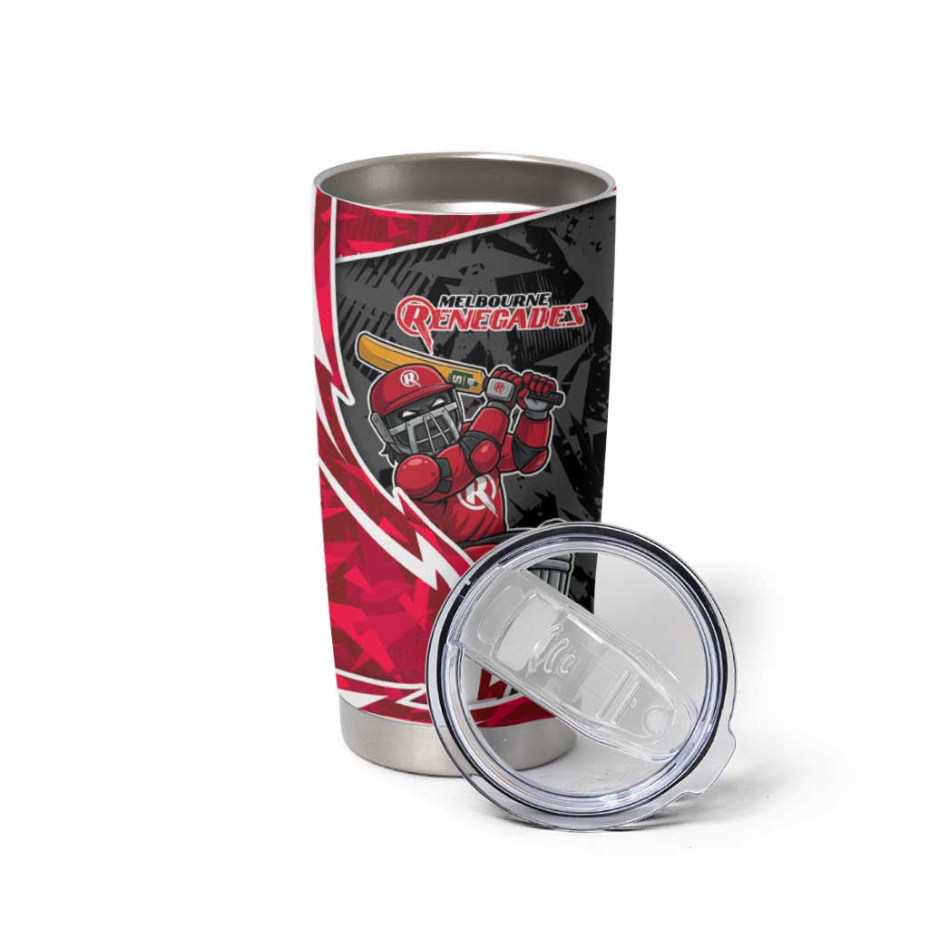 Melbourne Renegades Tumbler Cup Flaming Lightning Storm Geometric Sports Mascot Art