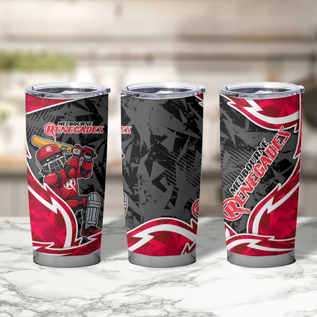 Melbourne Renegades Tumbler Cup Flaming Lightning Storm Geometric Sports Mascot Art