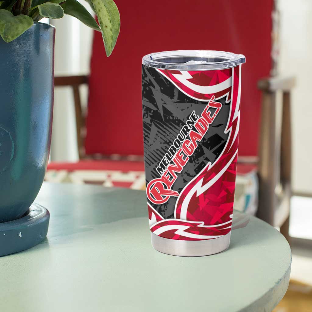 Melbourne Renegades Tumbler Cup Flaming Lightning Storm Geometric Sports Mascot Art