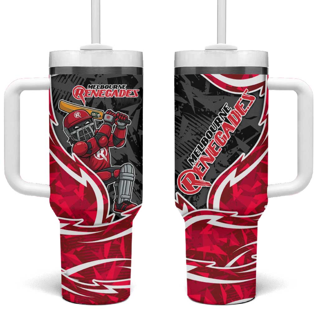 Melbourne Renegades Tumbler With Handle Flaming Lightning Storm Geometric Sports Mascot Art