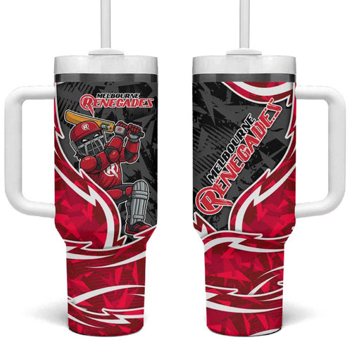 Melbourne Renegades Tumbler With Handle Flaming Lightning Storm Geometric Sports Mascot Art