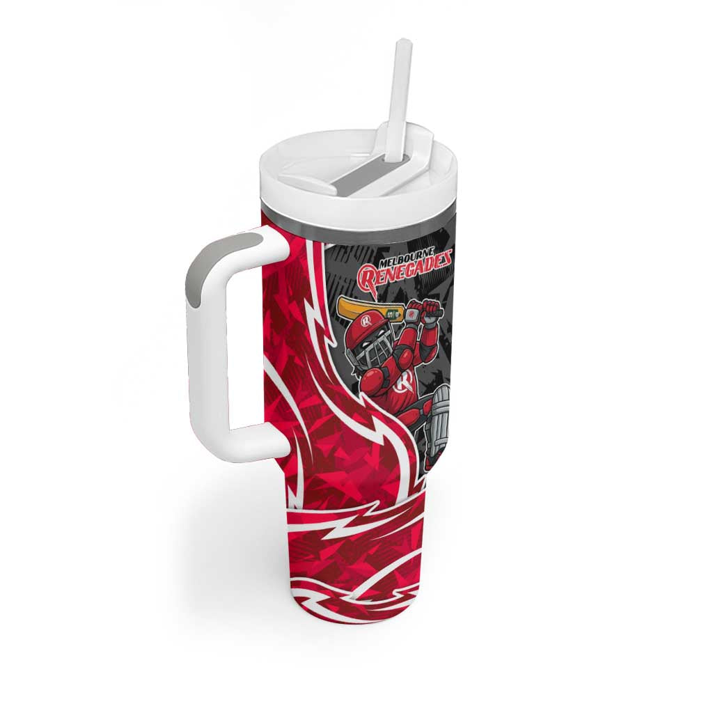 Melbourne Renegades Tumbler With Handle Flaming Lightning Storm Geometric Sports Mascot Art