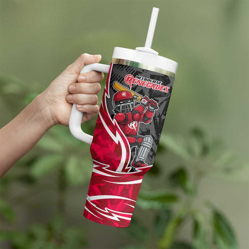 Melbourne Renegades Tumbler With Handle Flaming Lightning Storm Geometric Sports Mascot Art