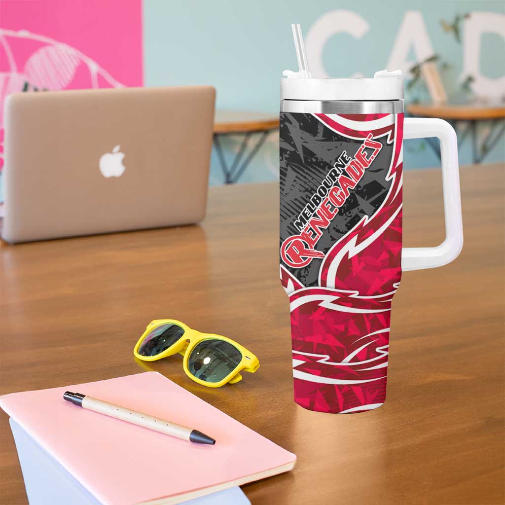 Melbourne Renegades Tumbler With Handle Flaming Lightning Storm Geometric Sports Mascot Art
