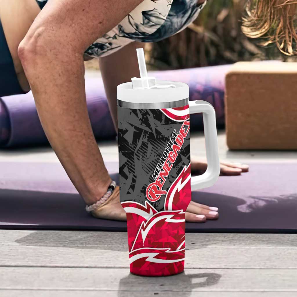 Melbourne Renegades Tumbler With Handle Flaming Lightning Storm Geometric Sports Mascot Art