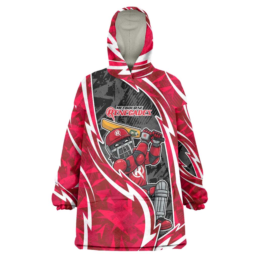 Melbourne Renegades Wearable Blanket Hoodie Flaming Lightning Storm Geometric Sports Mascot Art