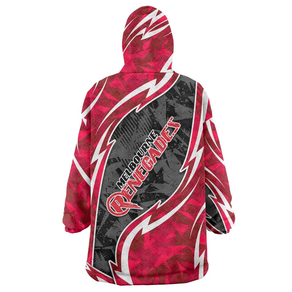 Melbourne Renegades Wearable Blanket Hoodie Flaming Lightning Storm Geometric Sports Mascot Art