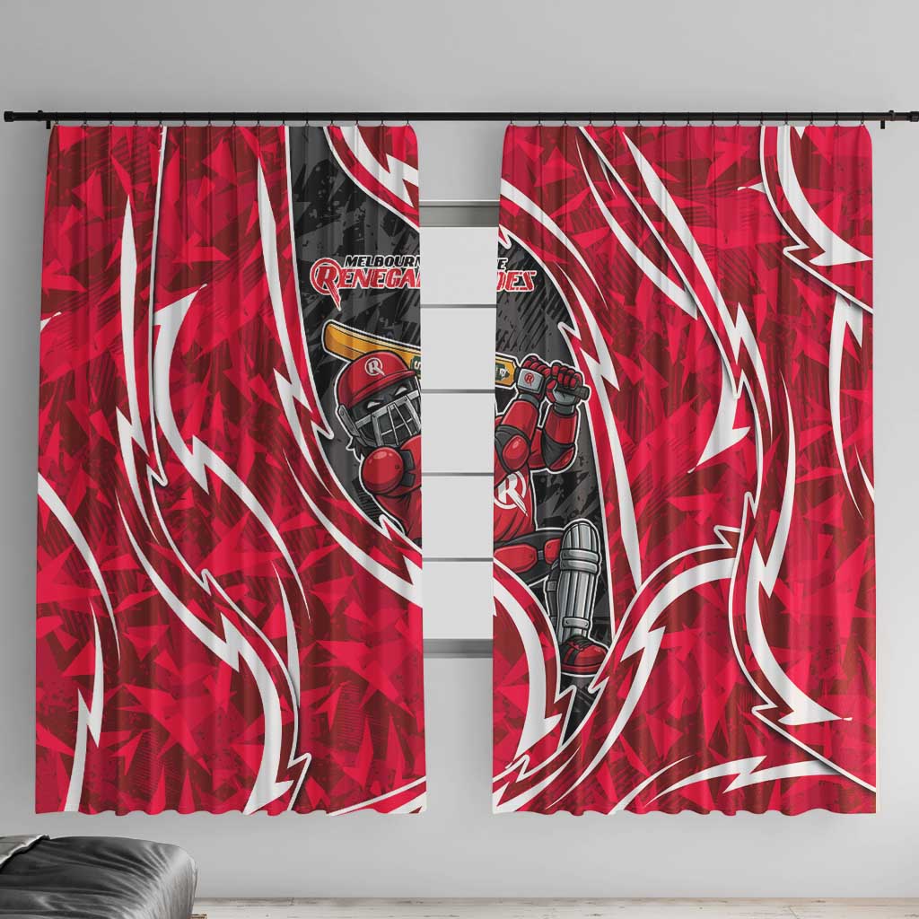 Melbourne Renegades Window Curtain Flaming Lightning Storm Geometric Sports Mascot Art