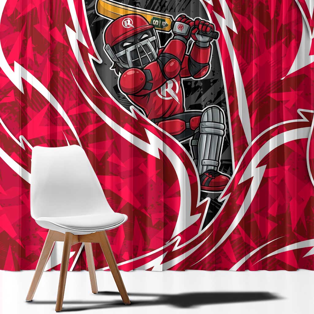 Melbourne Renegades Window Curtain Flaming Lightning Storm Geometric Sports Mascot Art
