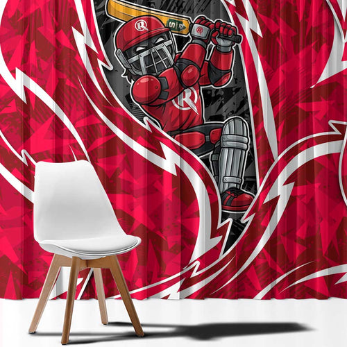 Melbourne Renegades Window Curtain Flaming Lightning Storm Geometric Sports Mascot Art