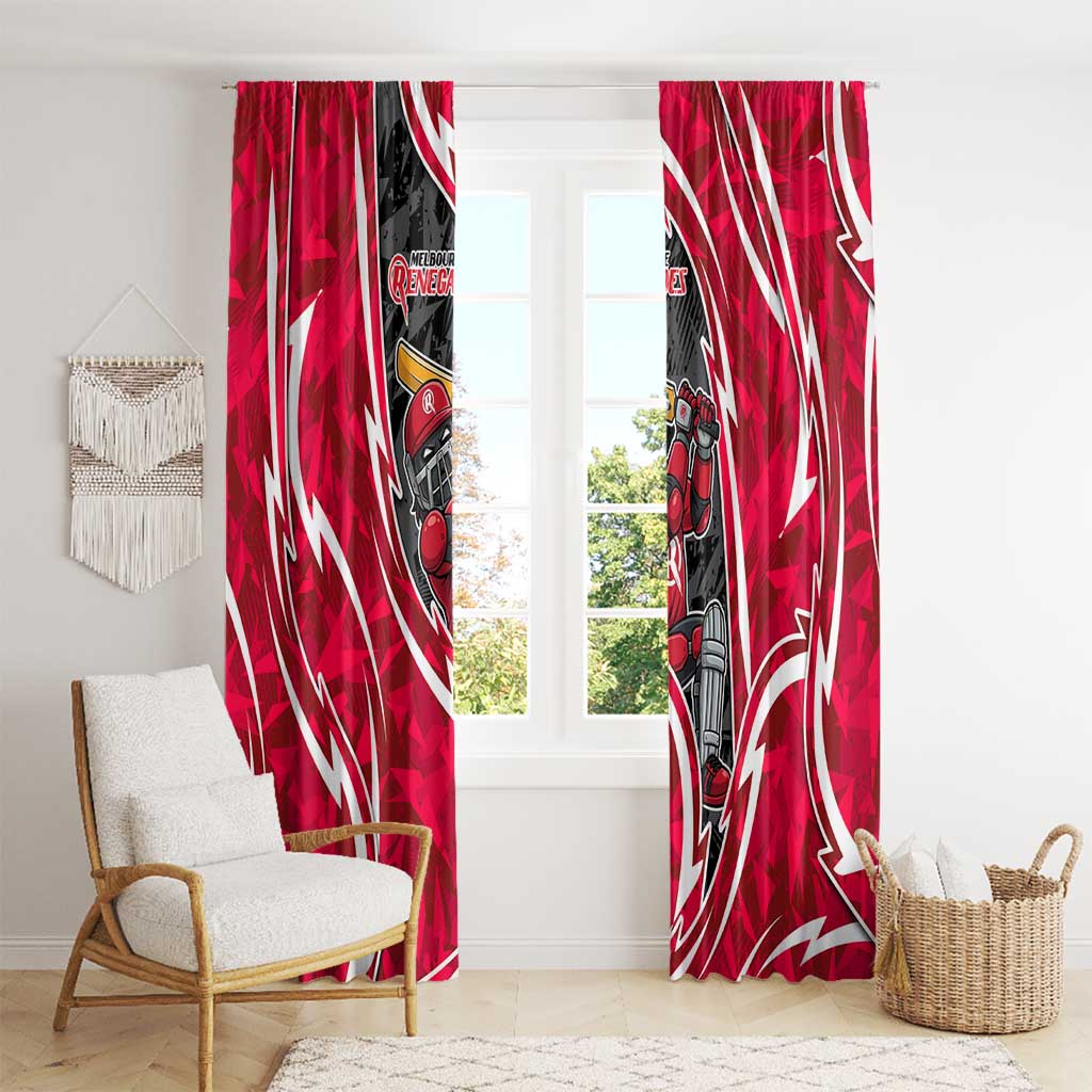 Melbourne Renegades Window Curtain Flaming Lightning Storm Geometric Sports Mascot Art