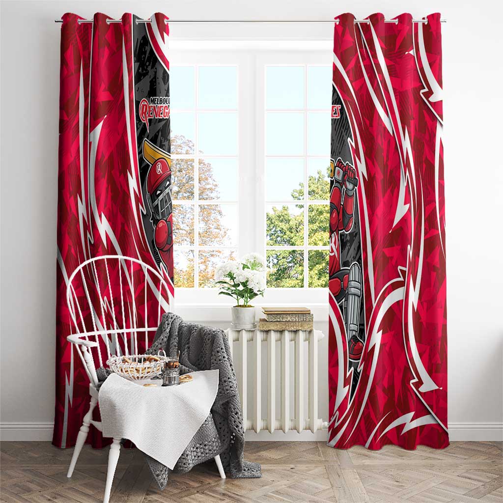 Melbourne Renegades Window Curtain Flaming Lightning Storm Geometric Sports Mascot Art