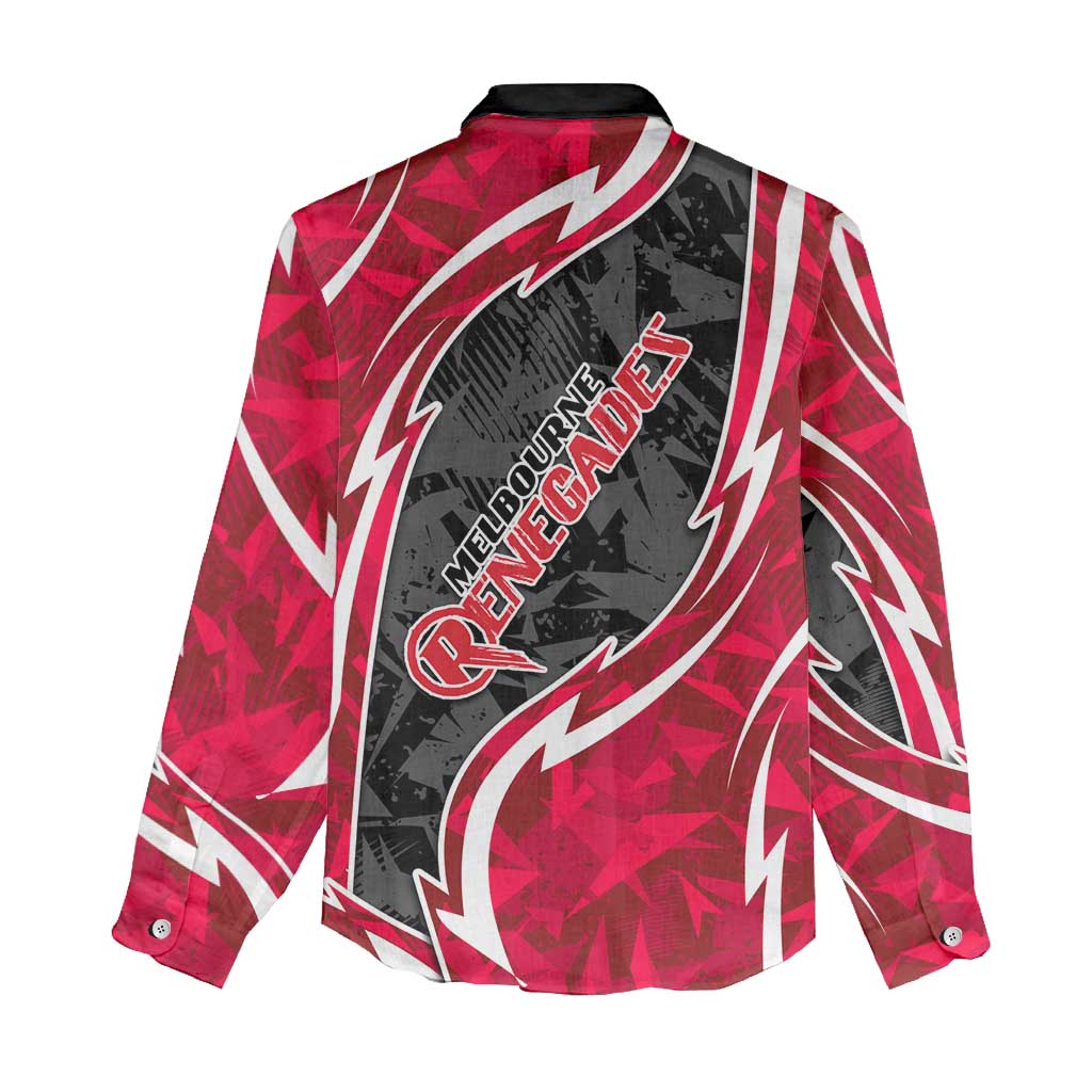 Melbourne Renegades Women Casual Shirt Flaming Lightning Storm Geometric Sports Mascot Art
