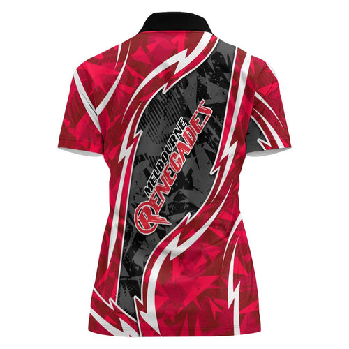 Melbourne Renegades Women Polo Shirt Flaming Lightning Storm Geometric Sports Mascot Art