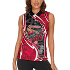 Melbourne Renegades Women Sleeveless Polo Shirt Flaming Lightning Storm Geometric Sports Mascot Art