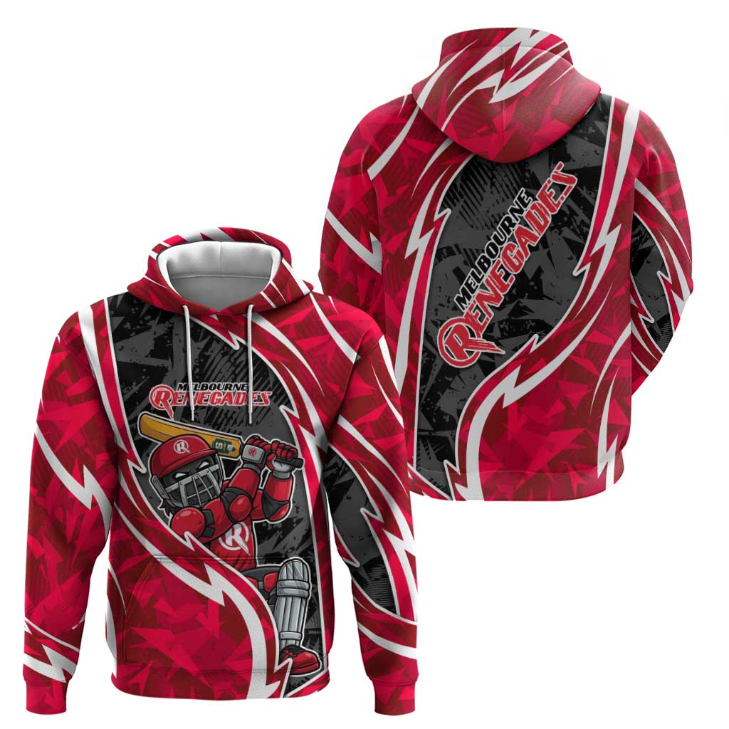 Melbourne Renegades Zip Hoodie Flaming Lightning Storm Geometric Sports Mascot Art