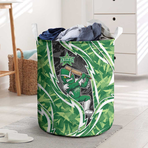 Melbourne Stars Laundry Basket Flaming Lightning Storm Geometric Sports Mascot Art