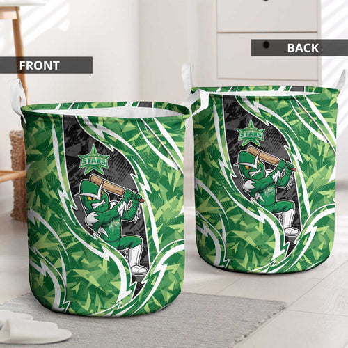 Melbourne Stars Laundry Basket Flaming Lightning Storm Geometric Sports Mascot Art