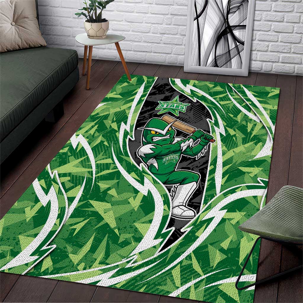 Melbourne Stars Area Rug Flaming Lightning Storm Geometric Sports Mascot Art