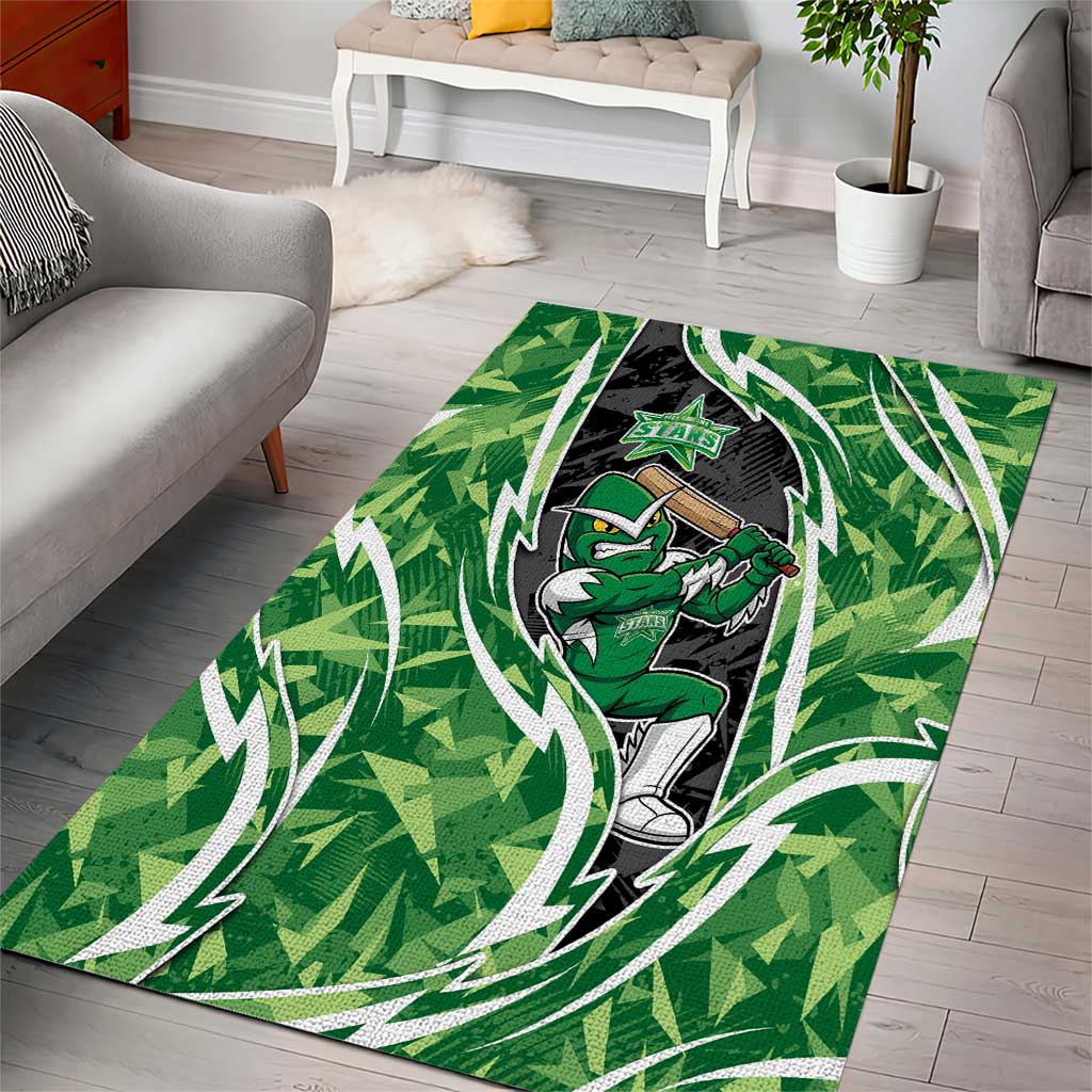 Melbourne Stars Area Rug Flaming Lightning Storm Geometric Sports Mascot Art